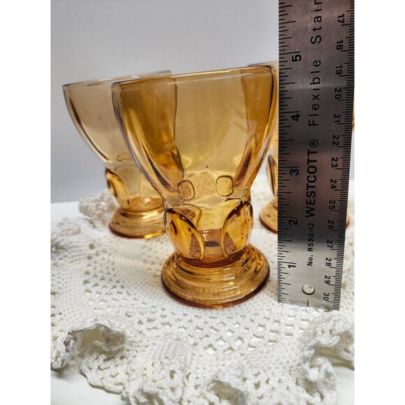 3- Moondrops Amber New Martinsville Tumblers Vintage Glasses - Picture 6 of 9